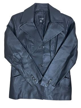 East 5th Genuine Leather Black Blazer Jacket Women’s Large Vintage Y2K